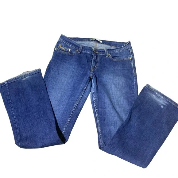 Levi’s 524 Blue Denim Too Super Low Boot Cut Jeans Womens Size 30 x 32 - Picture 3 of 11